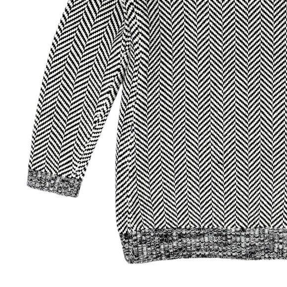 WHBM Women's Black/White Chevron Open Front Knit Cardigan Sweater Sz Medium NWOT - Picture 6 of 10